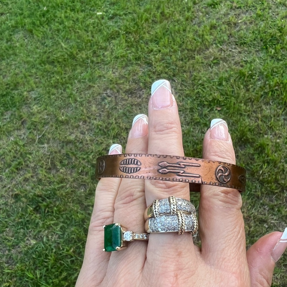 Vintage Native American Solid Copper Pictorial Ba… - image 7